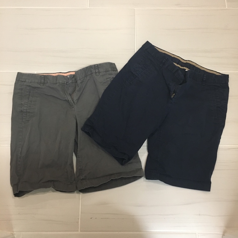 J. Crew set of 2 gray and navy Bermuda shorts